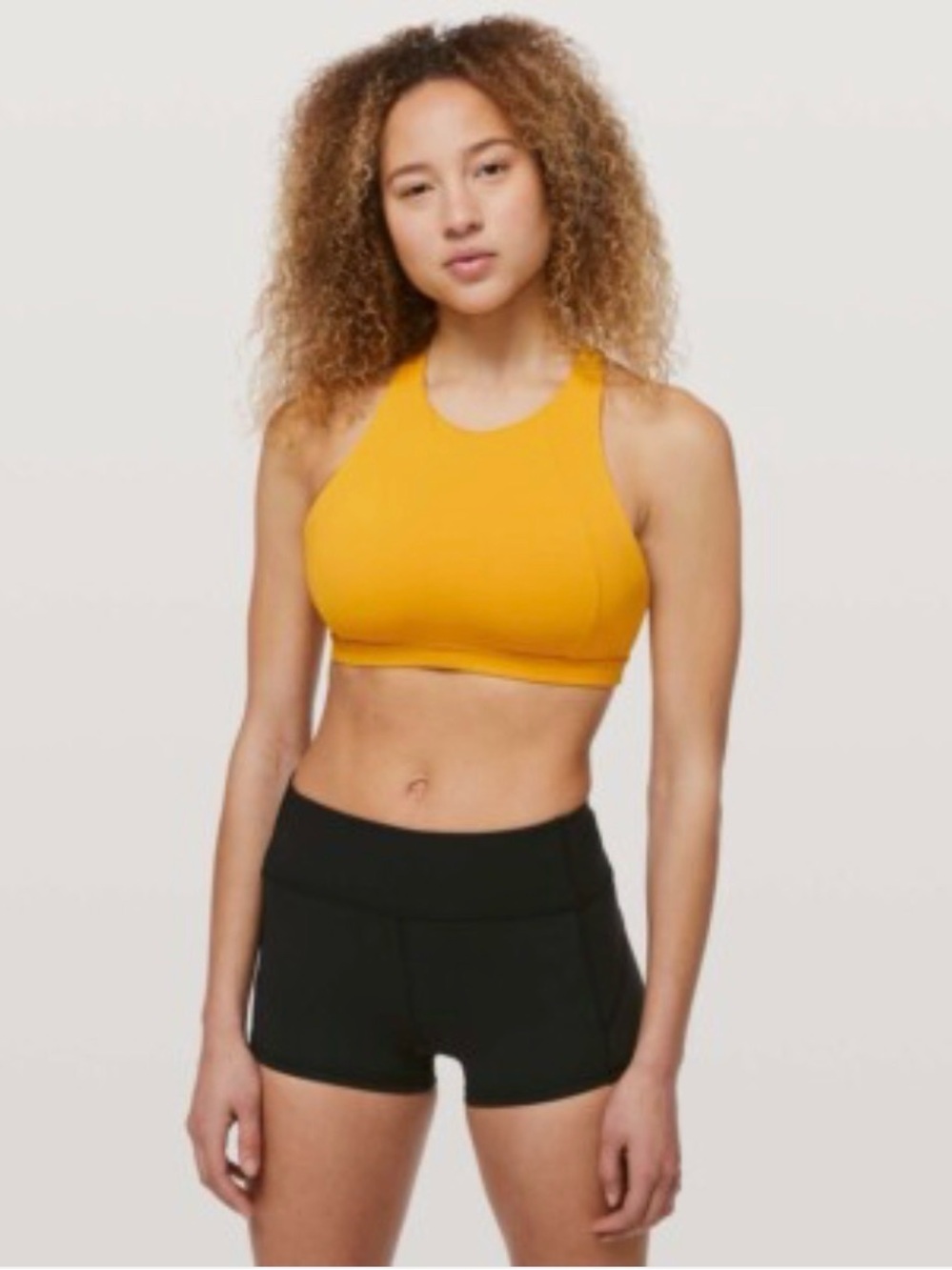 lululemon High-Neck Sports Bra in Mustard